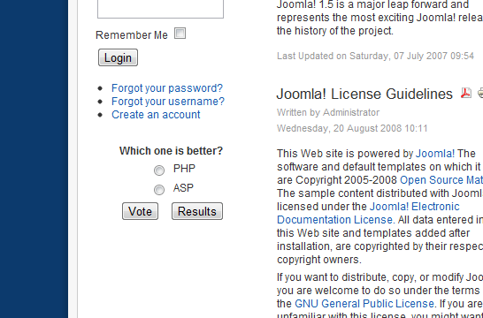 Joomla New Poll