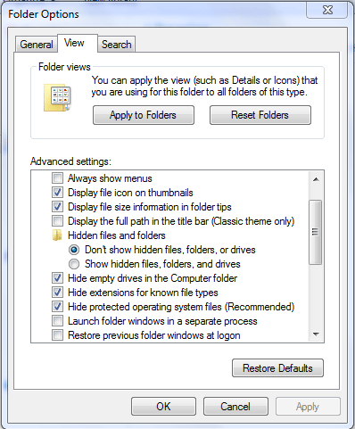 Folder Options