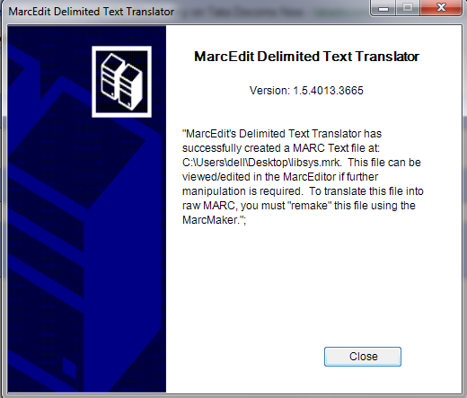 Marc Text File Created